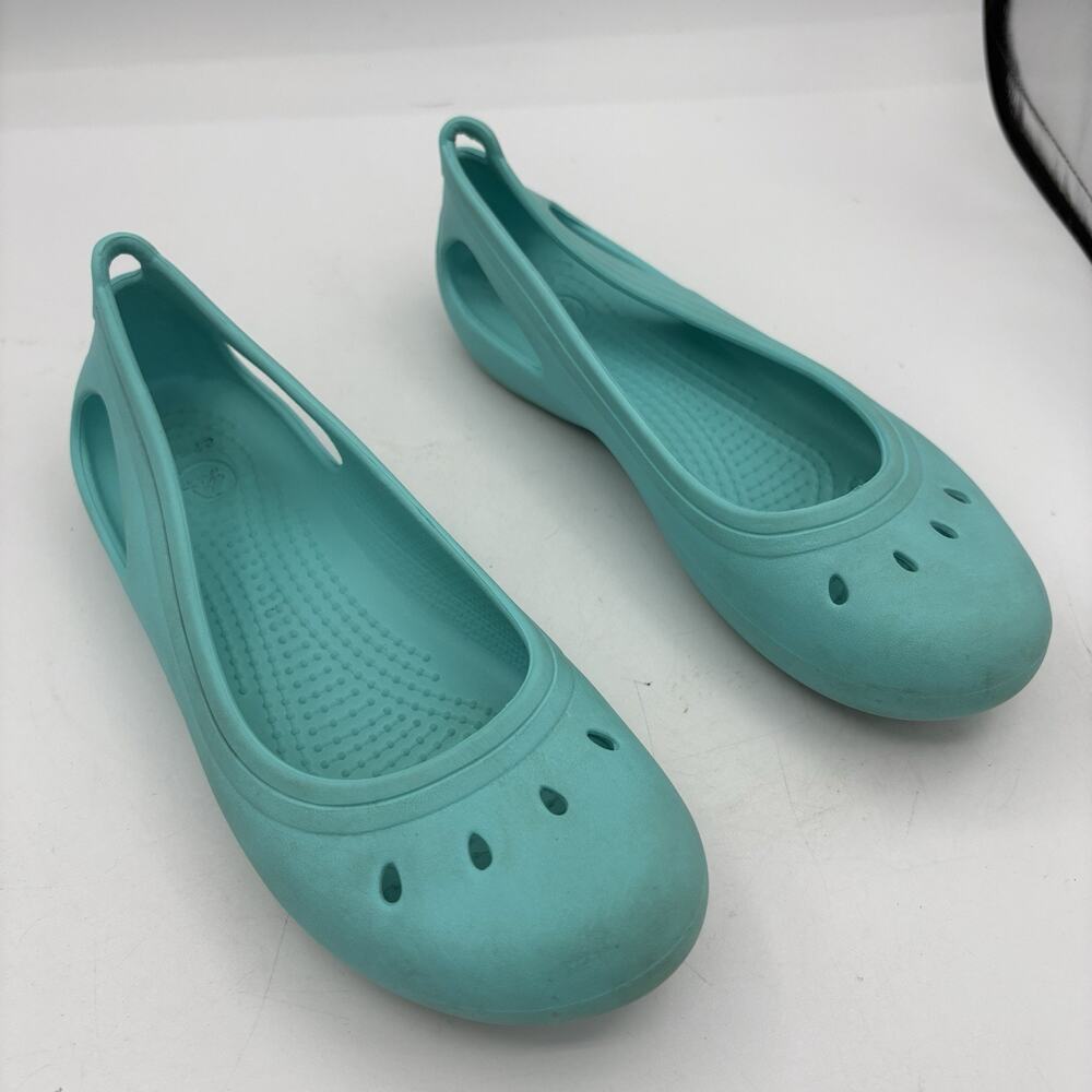 Crocs Shoes Flats Girls Kids‎ Size J 3 Kadee Slip On Comfort Teal Blue
